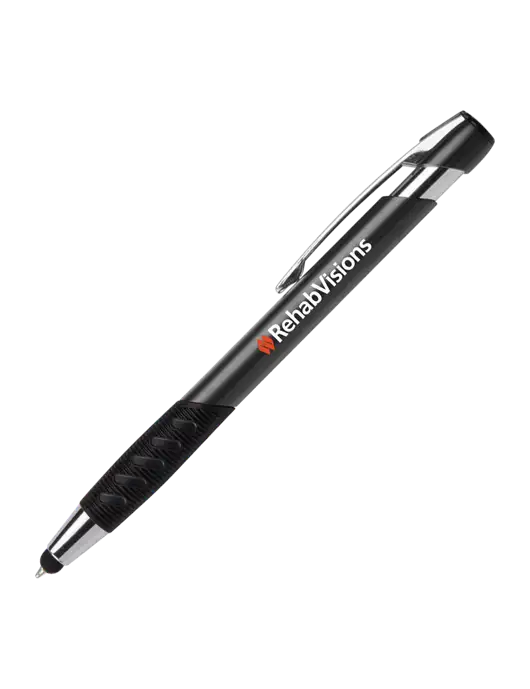 Alize Dark Grey Stylus Black Ink Pen w/RehabVisions Logo