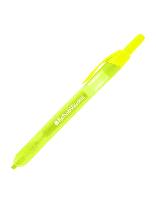 Yellow Retractable Highlighter w/RehabVisions Logo