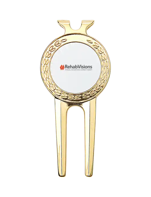 Gold Divot Tool, 1.5 x 3 w/RehabVisions Logo