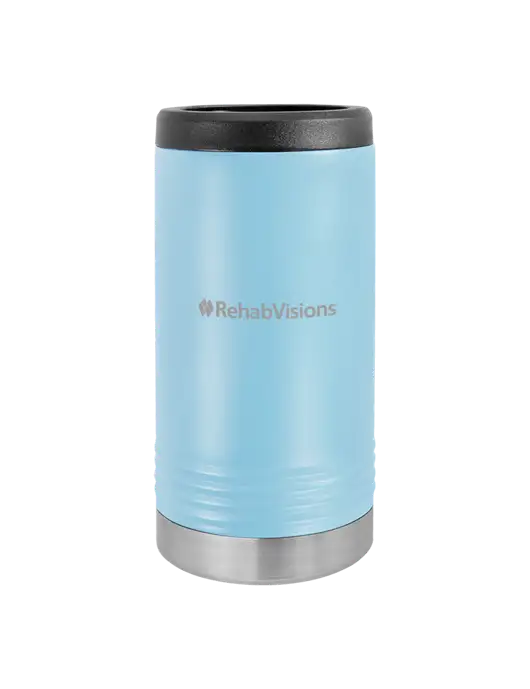 Polar Camel Powder Coated Light Blue Vacuum Insulated Slim Beverage Holder w/RehabVisions Logo