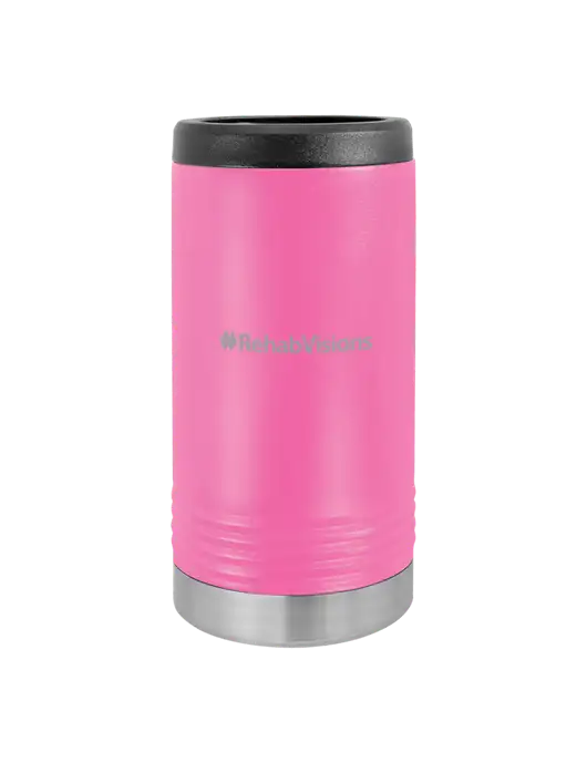Polar Camel Powder Coated Pink Vacuum Insulated Slim Beverage Holder w/RehabVisions Logo