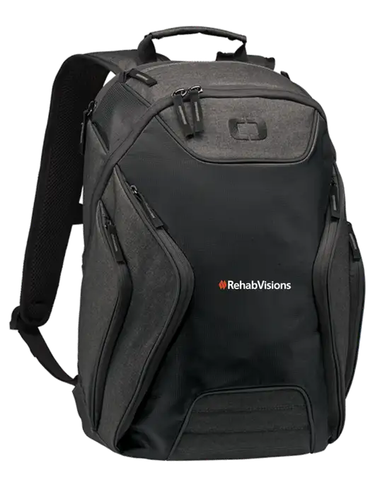 OGIO Black/Heather Grey Hatch Laptop Backpack
 w/RehabVisions Logo