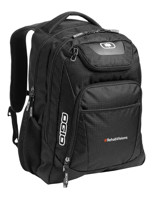 OGIO Black/Silver Excelsior Laptop Backpack w/RehabVisions Logo